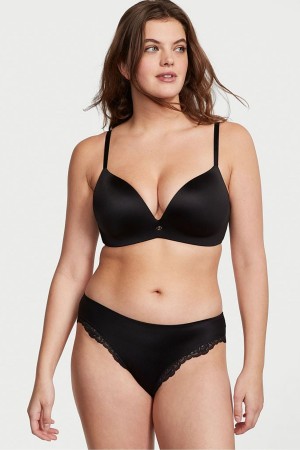 Black Victoria's Secret Very Sexy Smooth Cut Out Thong Knickers | 1264WKELM