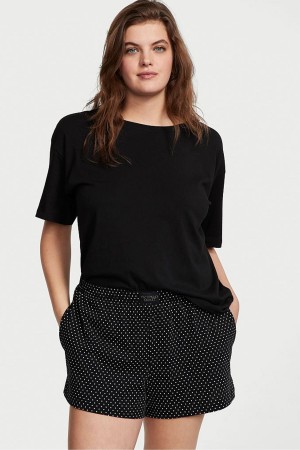 Black White Dots Victoria's Secret Knit Short Pyjamas | 7231ZNEUG