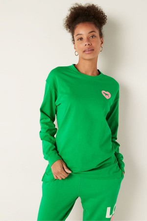 Bloom Green Victoria's Secret Long Sleeve T-Shirt | 2017LKAEO