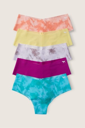 Blue/Purple/Yellow/Orange Tie Dye Victoria's Secret No-Show No Show Cheeky Knickers 5 Pack | 6953KGUPR