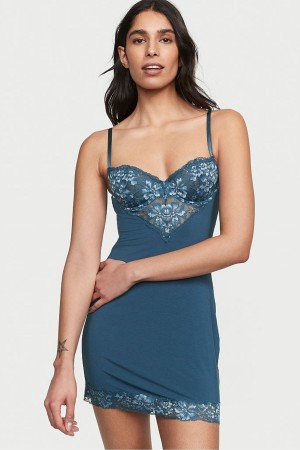 Blue Midnight Sea Victoria's Secret Modal Slip Dress | 3271NYESV