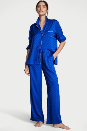 Blue Oar Victoria's Secret Satin Long Pyjamas | 9740DNVUY