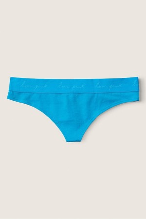 Bright Marine Blue Victoria's Secret Cotton Logo Thong Knickers | 7651CRIST