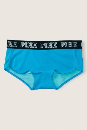 Bright Marine Blue Victoria's Secret Stretch Cotton Logo Short Knickers | 2349KEROG