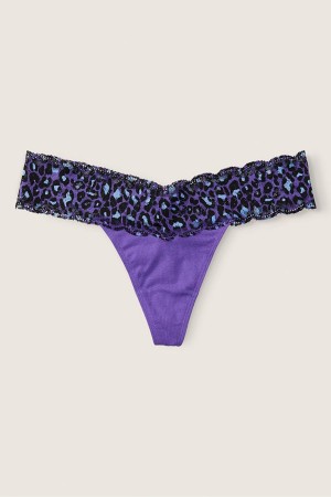 Bright Marine Blue Victoria's Secret The Lacie Everyday Lace Trim Thong Knickers | 6094WRTKO