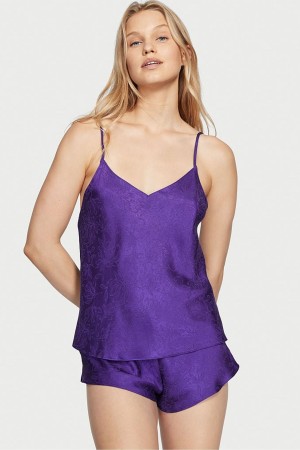 Brilliant Purple Victoria's Secret Draped Back Satin Cami Set | 1063OFGHT