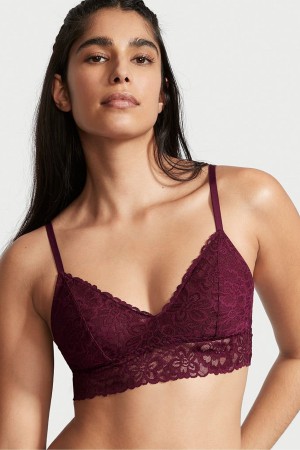 Burgundy Purple Victoria's Secret Sexy Tee Lace Unlined Bralette | 8615JEVMU