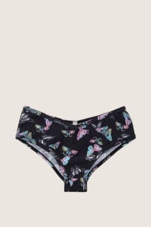 Butterfly Pure Black Victoria's Secret Stretch Cotton Cotton Cheeky Knickers | 6140GJRYT