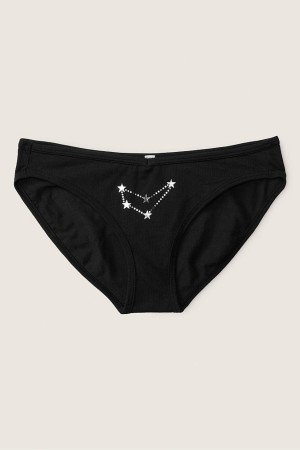 Capricorn Black Victoria's Secret Stretch Cotton Astrology Cotton Bikini Knickers | 7495OGUIT