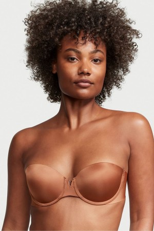 Caramel Kiss Brown Victoria's Secret Wear Everywhere Smooth Multiway Strapless Push Up Bra | 5403YAIPH