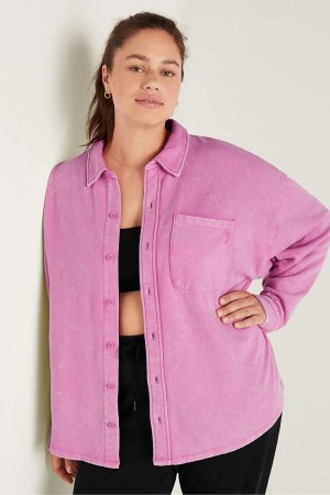 Chalk Blue Wash Victoria's Secret Fleece Shirt Jacket | 8347VSNPE