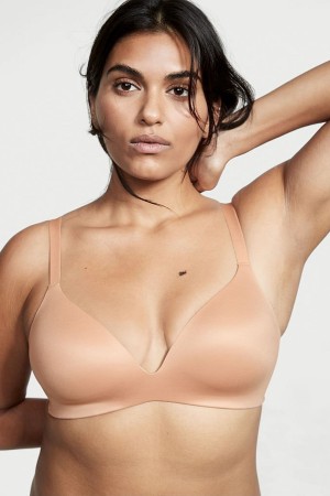 Champagne Nude Victoria's Secret Bare Smooth Lightly Lined Plunge Non Wired Bra | 2469ZGJEB