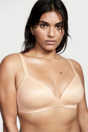 Champagne Nude Victoria's Secret Bare Smooth Lightly Lined Plunge Non Wired Bra | 9074GLKFQ