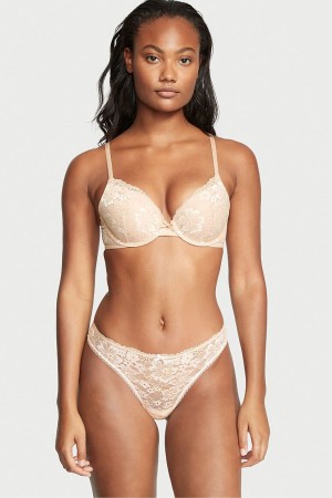 Champagne Nude Victoria's Secret Body by Victoria Lace Thong Knickers | 0342OXHYD