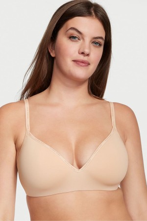 Champagne Nude Victoria's Secret The T-Shirt Smooth Lightly Lined Non Wired T-Shirt Bra | 0589XEPBQ