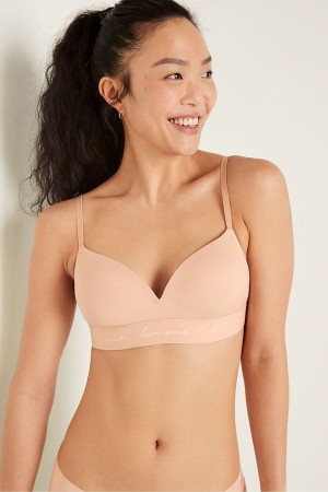 Champagne Nude Victoria's Secret Wear Everywhere Smooth Non Wired Push Up T-Shirt Bra | 3207PEFUY