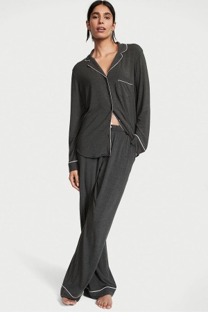 Charcoal Grey Victoria's Secret Modal Long Pyjamas | 2167DQUOH