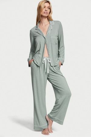 Charcoal Grey Victoria's Secret Modal Long Pyjamas | 9254LADQY