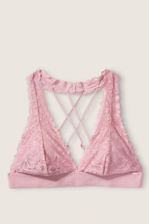 Coconut White Victoria's Secret Lace Strappy Back Halterneck Bralette | 0482ICQFW