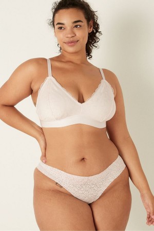 Coconut White Victoria's Secret Lace Unlined Triangle Bralette | 5793CELMU