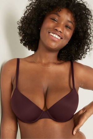 Coffee Brown Nude Victoria's Secret Wear Everywhere Smooth Push Up T-Shirt Bra | 4359HBQPE