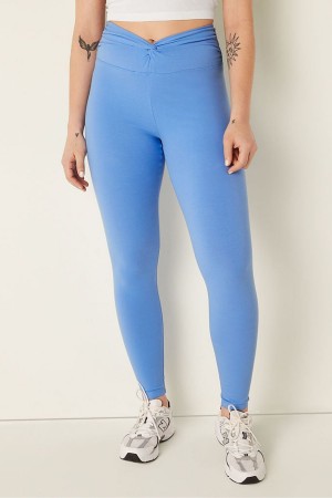 Cornflower Blue Victoria's Secret Cotton Twist Waist Full Length Leggings | 9276EKGYH