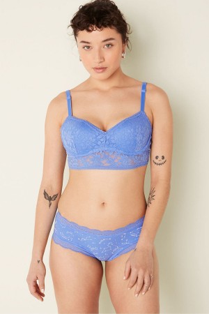 Cornflower Blue Victoria's Secret Lace Wired Push Up Bralette | 7102GFLCU