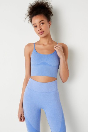 Cornflower Blue Victoria's Secret Seamless Lightly Lined Sports Crop Bra | 7638MUZOS