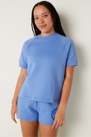 Cornflower Blue Victoria's Secret Short Sleeve Oversized Crew Neck T-Shirt | 2047QRAMY