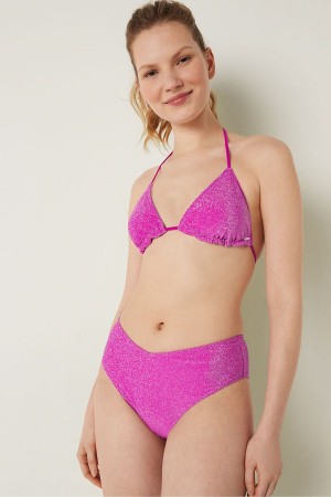 Dahlia Magenta Pink Victoria's Secret Shimmer High Waist Cheeky Bikini Bottom | 5160GLFCH