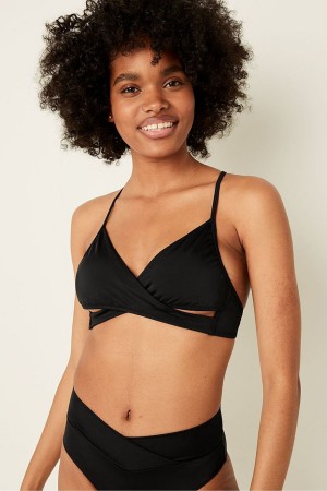 Dark Charcoal Black Victoria's Secret Wrap Bikini Top | 7234RVUDG