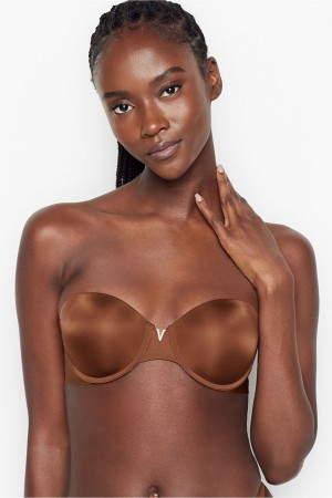 Dark Roast Brown Victoria's Secret Sexy Illusions by Victorias Secret Smooth Multiway Strapless Push Up Bra | 5369IDHGQ