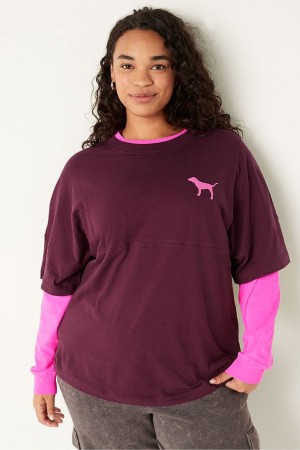 Dark Steel Grey Victoria's Secret Shine Oversized Short Sleeve T-Shirt | 1075XKDYE