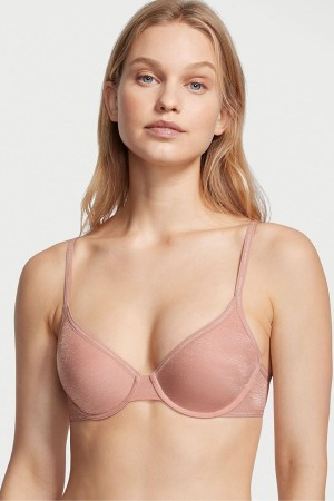 Demure Pink Victoria's Secret The T-Shirt Lightly Lined Logo Strap Full Cup Bra | 9361NVPOQ