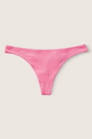 Dreamy Pink Pointelle Victoria's Secret Stretch Cotton Cotton Thong Knickers | 1457NWAVJ