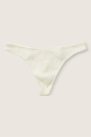 Dreamy Pink Pointelle Victoria's Secret Stretch Cotton Cotton Thong Knickers | 2695QELKS