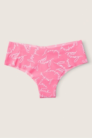 Dreamy Pink Script Font Pink Victoria's Secret No-Show No Show Cheeky Knickers | 8164KECVT