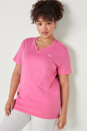 Dreamy Pink Victoria's Secret V Neck Short Sleeve T-Shirt | 1846VHQBG