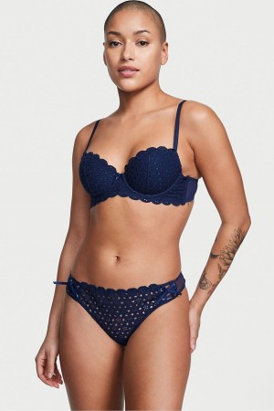 Ensign Navy Blue Victoria's Secret Dream Angels Lace Knickers | 0647LXSUR