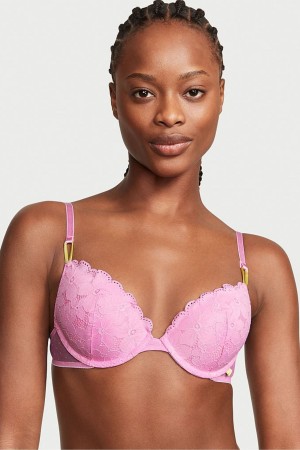 Faded Denim Blue Victoria's Secret Victorias Secret Push Up Lace Bra | 7163STEVB