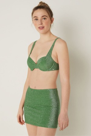 Forest Pine Green Victoria's Secret Shimmer Push Up Bikini Top | 1752MUKSC