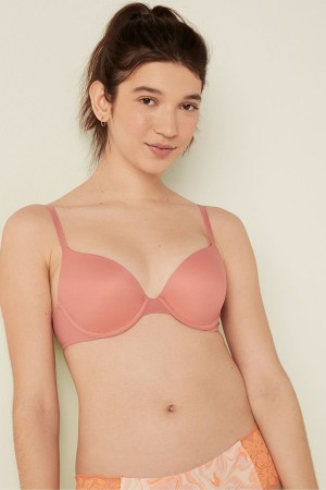 French Rose Pink Victoria's Secret Wear Everywhere Smooth Push Up T-Shirt Bra | 2684JZIRX