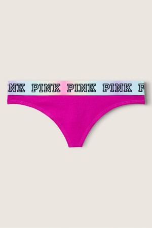 Future Pink Victoria's Secret Stretch Cotton Logo Thong | 0249UXOVM