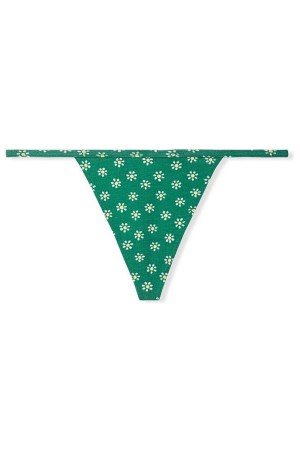 Gem Green Ditsy Daisy Victoria's Secret Stretch Cotton Cotton G String Knickers | 8516MEWHL