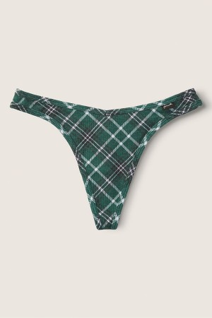 Green Plaid Victoria's Secret Cotton Thong Knicker | 1927NTUOQ