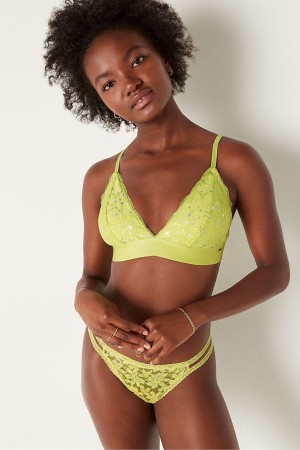 Green Spring Stars Foil Victoria's Secret Lace Unlined Triangle Bralette | 2456YLISK