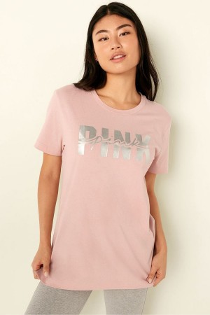 Green Victoria's Secret Cotton Short Sleeve Campus T-Shirt | 7908VQTCE