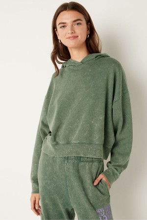 Green Wash Victoria's Secret Shine Crop Long Sleeve Hoodie | 2976TXNSM