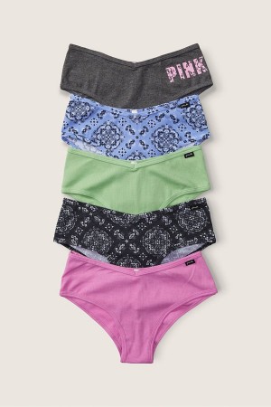 Grey/Purple/Blue/Green Print Victoria's Secret Stretch Cotton Cotton Cheeky Knickers 5 Pack | 0426CSGKM