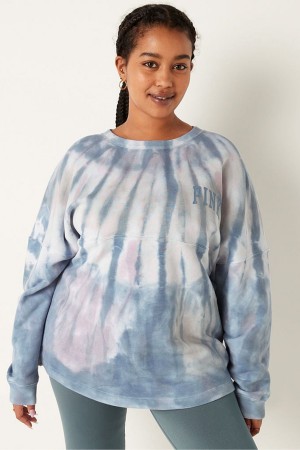 Hazel Green Tie Dye Victoria's Secret Fleece Long Sleeve Oversized Sweatshirt | 2069BVUKO